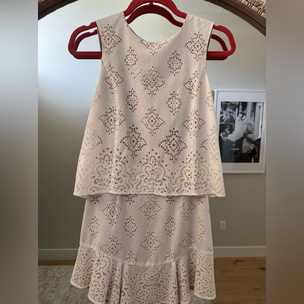 BCBGMaxAzria Cream High Low Sundress V-neck Sleeveless